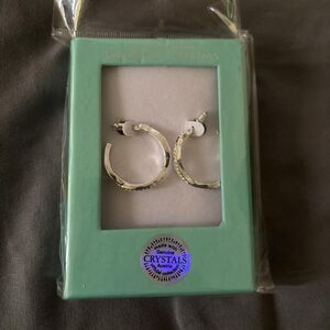 Swarovski Women's Silver crystal hoop earrings